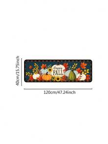 1/16Pcs Autumn Theme Doormat, Thanksgiving Door Mat, Printed With Pumpkin, Sunflower, Maple Leaf Patterns On Navy Blue Background, Autumn Harvest Festival Decorative Mat, Welcome Kitchen Rug, Dirt-Resistant Floor Mat, Autumn Party Decoration - Multicolor - View 11