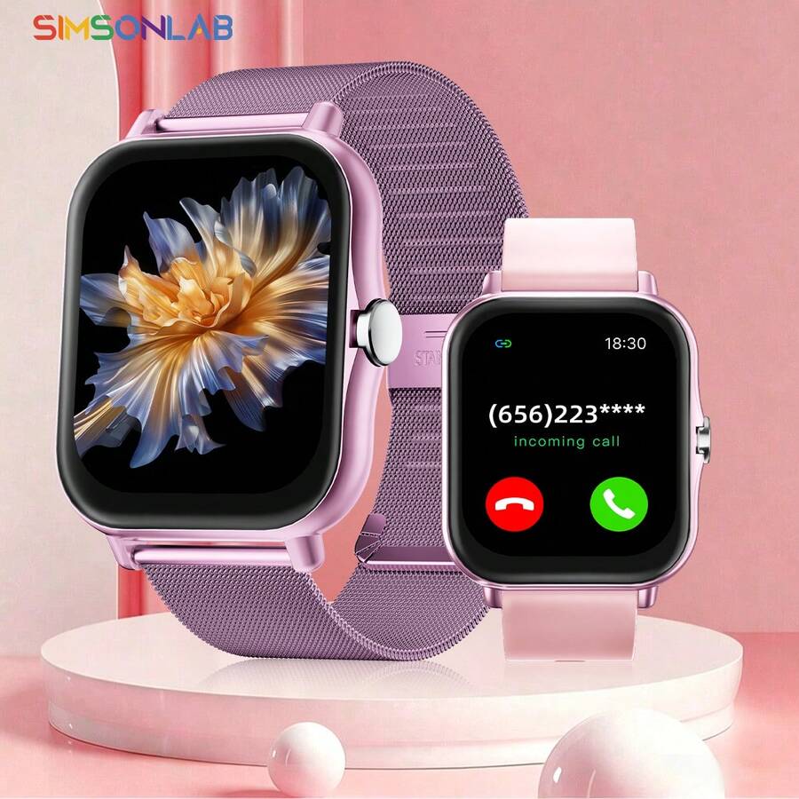 SIMSONLAB 1.83 Inch HD Full Touch Screen Smartwatch, Unisex, Steel Band, Pedometer, Calorie Calculator, Multiple Sports Modes, Message And Call Notifications, Multi-Functional Smartwatch, Sports Style Smartwatch, Compatible With Android/IOS - Multicolor - View 1