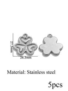 5 Buah Liontin Gantung Bentuk Hati, Semanggi, Bunga, dan Cangkang Berukir dari Baja Tahan Karat Berlapis Emas 18K untuk Perlengkapan Pembuatan Kalung, Gelang, dan Perhiasan DIY - liontin - View 10