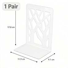 Iron Art Metal Hollow‑Cut L‑Shaped Tree‑Pattern Bookends, Decorative Desktop Book Stopper, Heavy‑Duty Book Holder For Magazines Notebooks, Desk Organizer For Student Home Office Library Stationery Supplies - Sets - View 10