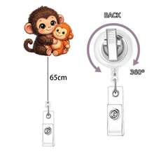 1PC Acrylic Cute Monkey Retractable Badge Holder Couple Pendant Easy Pull Clip Monkey Badge Clip - Multicolor - View 2