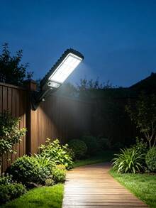 1 件 2200W 户外太阳能运动传感器泛光灯 - 带遥控器和 LED 壁灯功能，运动传感器花园安全灯 - 节能防水，户外壁挂式门廊车库车道灯 - 白光 - 查看 5