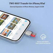 1 buah Adaptor Pembaca Kartu Micro TF, Kompatibel dengan iPhone/Adaptor Pembaca Kartu OTG ke Micro TF, Pembaca Kartu Penyimpanan untuk iPhone 14 Pro Max/14 Pro/14 Plus/14/13/12/11/XS/XR/8/7/6 Series - View 4