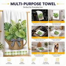 2pcs Green Plant Potted Print Kitchen Towels, Plant Pattern Hand Towels, Absorbent Soft Dish Cloths, Pastoral Style Home Decor Towels, Kitchen & Bathroom Supplies, 4/6/8 Pack - Multicolor - View 6