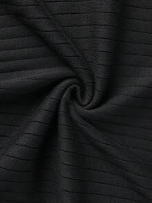 Men's Solid Color Ribbed Crew Neck Knit Sweater, Casual All-Match Versatile Long Sleeve Pullover, Suitable For Daily Commute And Business Wear - Black - View 9