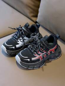 Children's Mesh Breathable Chunky Sneakers, Lightweight Non-Slip Sports Shoes For Boys And Girls, Spring/Autumn Versatile Casual Running Shoes For Toddlers - Black - View 4