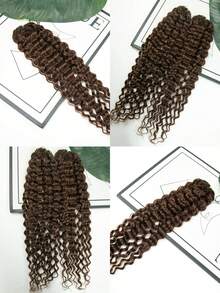 Y WIGS 55G 1束 #4 棕色水波紋無結 Miracle Knots 鉤編真人髮 16-20英吋隱形羽毛真人鉤編髮，適用波希米亞編髮，4束可全頭使用，100%真人髮接髮，適合返校、日常、萬聖節、度假、節日 - S4 - 查看 5
