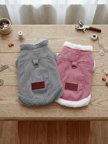 1pc Fleece Zipper Pet Dog Vest Jacket Autumn/Winter Warm Pets Clothes Retro Corduroy Dogs Sweater Suitable For Puppy Small Medium Dogs - Multicolor - View 6