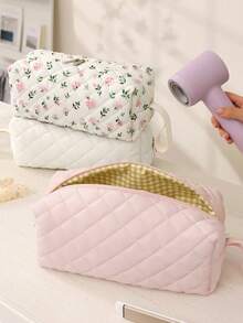 Octagonal Compartment Hair Dryer Storage Bag With Ditsy Floral Quilted Design, Large Capacity Travel Hair Dryer Storage Bag. Multifunctional, Portable, Lightweight, Durable, Fashionable, Suitable For Home, Outdoor And Daily Use, Also An Essential Item For Back To School Season - Clear - View 3