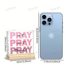 1件粉色壓克力「Pray」裝飾品－附經文的基督教桌面裝飾，送給女性的宗教禮物，生日與聖誕居家辦公室裝飾 - A - 查看 2