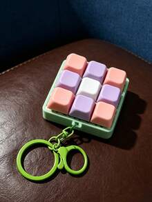 1Pc Pastel Keycap Keychain Bag Charm, Square Green Casing Decor Pendant For Keys Backpack Handbag, Creative Fashion Accessory, Unique Gift - Multicolor - View 4