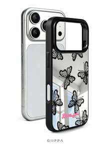 GIIPPA 1 Stück Spiegel Handyhülle mit individuellem Namen und Schmetterlingsmuster, personalisierte Handyhülle, kompatibel mit iPhone 17/16/15/14/13/12/11 Pro Max Air Handyhülle, Geschenk zum Schulanfang, Urlaubsgeschenk, Valentinstagsgeschenk, Geburtstagsgeschenk - Verschiedenfarbig - Übersicht 2