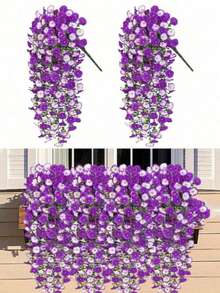 1/2/4/6 Pcs Outdoor Artificial Flowers Hanging Eucalyptus Plants Silk Morning Glory Vines UV Resistant Greenery For Anniversary Graduation Wedding Party Home Office Porch Garden Yard Wall Spring Summer Decor - Morning Glory Wall Hanging Two Colors-02 - View 5