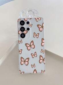 1pc Shockproof Full Coverage TPU Material, Transparent Perforated Phone Case, Pink Butterfly Pattern Full Print, UV Printing Process, Compatible With Android, Nothing, Pixel, Series Phone Protective Case, Holiday Gift, Daily Commute, Daily Anti-Drop Highly Attractive Style - Multicolor - View 3