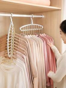 3pcs/Set 11-Hole Rotating Clothes Hanger, Wardrobe Clothes Stacking Hanger, Wardrobe Storage Hanger, Foldable Hanger, Wardrobe Storage Rack, Multi-Functional Wardrobe Storage Rack, Suitable For Home, Dorm, Holiday Decoration, Room Decoration, Home Decoration, Bedroom Decoration, Dresses, Pants, Shoes, Jeans, Boots, Skirts, Spring, Simple, Summer, Tops - White - View 5