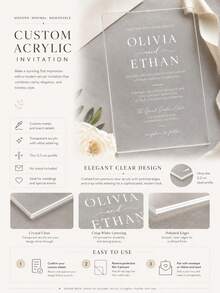 Custom Acrylic Wedding Invitations, Personalized Wedding Invitations. Custom Wedding Invitations, Wedding Invitations, Acrylic Gift Invitations, Acrylic Wedding Signage, And Wedding Invitations With Name, Date And Location. - Multicolor - View 2