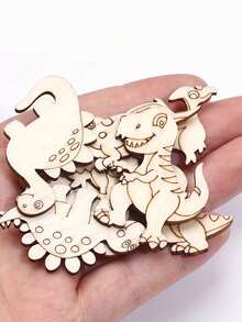 25/50pcs DIY Wooden Cartoon Dinosaur Craft Kit - Unfinished Hollow Cutout Painting & Decoration, Perfect For Home, Wedding, Party And Birthday Use, Random Style & Color - Multicolor - View 7