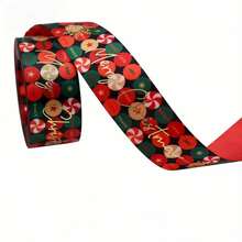 5 Yards Christmas Print Ribbon Set, Includes 4 Popular Christmas Patterns: Red Christmas Candy, Red Nutcracker, Green Christmas Tree, Pink Gingerbread Man Ribbon, Matte Polyester Base With Precise Edge Locking, Resistant To Fraying, Suitable For DIY Holiday Decorations, Christmas Tree Wreaths And Other Ribbon Decor Crafts - Multiple Specifications - View 7