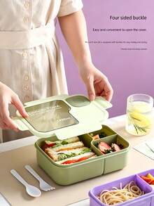 Portable Lunch Box Set With Utensils, Functional Food Storage Container With Separate Compartments And Tools, Convenient For Meals - Multicolor - View 5