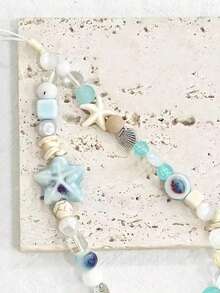 1pc Summer Sea Breeze Blue Phone Chain- Fresh Cute CCD Hook - DIY Pendant -Camera Anti-Drop Strap - Blue Style - Baby Blue - View 3