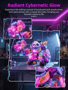 Set de construcción de modelo de guerrero panda mini de lujo de 625 piezas, divertido, relajante y fácil de jugar, adecuado para exhibición de escritorio, incluye pegatinas, regalo ideal para interacción de parejas - Multicolor - Ver 16