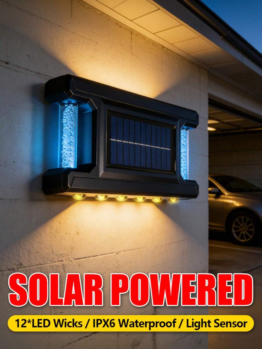 1/4PCS Solar Powered RGB Outdoor Wall Light Auto On/Off Sensor Up Down Lighting Waterproof Wall Sconce For Garden Fence Patio Decor - Solar Wall Lamp - View 1
