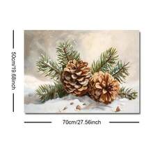 1pc Framed/Unframed Snowy Pine Cone Christmas Vintage Poster Festival Cozy Wall Art Canvas Print Nordic Winter Xmas Holiday Botanical Country Farmhouse Aesthetic Decor Retro Rustic Painting For Apartment,Living Room,Bedroom,Modern Home Decoration - A - View 9