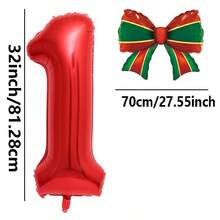 2pcs 32 Inch Red Number 0-9 Christmas Bow Birthday Party Decoration Aluminum Foil Cartoon Balloon Set - View 11