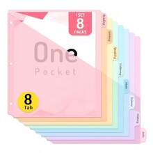 8pcs 3-Hole Binder Dividers With Labels, 3-Hole File Folders, Letter Size, Binder Dividers With Labels, Suitable For Office, School, Home, File Storage, File Folder Binder - A - View 10