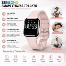 SENBONO Smart Band With Screen, Multi-Function Soft Silicone Electronic Watch, Time Display/Vibration Alarm/Step Counter/Calorie/Mileage/Fashion Minimalist, Rechargeable Battery, Lightweight And Breathable - View 2