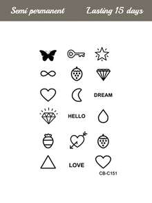 Semi-Permanent Butterfly Key Heart Star Diamond Strawberry Pattern Party Holiday DIY Gift 1-2 Weeks No Fading No Reflection Finger Arm Temporary Waterproof Tattoo Sticker 1pc/Pack - Blue - View 5