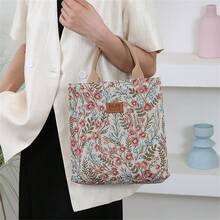 DLIU New Nylon Fabric Pattern Large Capacity Portable Inner Bag With Zipper Semi-Sealed Inner Pocket, Can Be Used As Lunch Box, Work Commute Bag, Mom's Handbag, Shopping Bag - Red - View 9