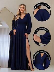 Scarlet Long Sleeve Dress NM Nana Marie - 藏蓝色 - 查看 9