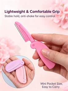 Rasoir Baleine Pliable, Compact et Portable, Convient aux Débutants, Avec Garde de Protection, Lame en Acier Inoxydable, Rasoir pour la Taille des Sourcils et l'Épilation - Multicolore - Voir 6