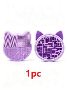 2-In-1 Silicone Makeup Brush Cleaning Pad With Brush Drying Rack, Portable Cat-Shaped Makeup Brush Cleaning Pad, Manual Makeup Brush Cleaning Machine - Multicolor - View 14