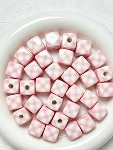 10pcs-14mm Polka Dot Style Acrylic Square Beads With Straight Hole, DIY Phone Chain, Keychain, Large Hole Loose Beads, Box Packaging, Decorative Pendant Beads, Pen - 14mm Polka Dot Square - View 11