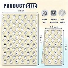 2pcs Kitchen Absorbent Towels, Made Of Polyester Material, Halloween Ghost Pattern Print, Suitable For Kitchen, Bathroom, Ideal Choice For Housewives And Family Gatherings, High Cost-Performance Home Goods, Great For Autumn Decoration And Room Decor. - Multicolor - View 3
