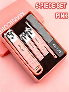 5pcs Anti-Splash Nail Clipper Set, Portable Handheld Nail Trimmer, Manicure Scissors, Nail Clippers, Personal Care Tools With Travel Carrying Case, Pink/Yellow/Green Available - Multicolor - View 12