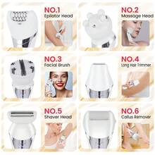 Hatteker 1pc Women's 6-In-1 Body Hair Trimmer Intimate Shaver Set Multi-Function Electric Epilator Razor - View 7