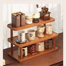 1pc Multi-Layer Bamboo Kitchen Storage Rack, Large Capacity Kitchen Spice Rack, Multi-Functional Desktop Tiered Organizer, Spice Bottle & Snack Canister Storage Rack, Suitable For Kitchen Countertop, Bathroom Countertop, Side Cabinet Table Storage - Multicolor - View 1