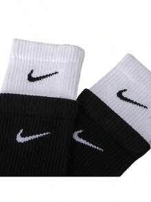 Nike Unisex Crew Socks U NK ED PLS CSH CRW 1P 144 DBL Comfortable Soft Sports Casual Socks DD2795-011 - Black/White - View 3