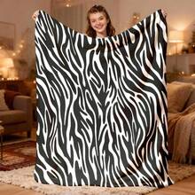 2026 Neuerscheinung 1 Stück Moderne Zebra-Print Flanelldecke - Weiche, warme Flanelldecke, maschinenwaschbar, vielseitige Ganzjahresdecke für Nickerchen, Büro, Zuhause, Reisen, Camping, ideales Geschenk, 200-250 g/m² Stoff - Stil 1 - Übersicht 2