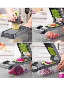 1 Set Multi-Function Vegetable Slicer, Multi-Function Fruit Slicer, Kitchen Accessories, Manual Food Chopper, Vegetable Slicer, With Storage Box And Blades, Onion Chopper, Potato Grater, Kitchen Gadgets, Dorm Essentials, Kitchenware - Multicolor - View 4