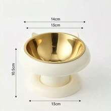 1pc Detachable Elevated Cute Cat Shaped Stainless Steel Pet Cat Food Bowl, Anti-Tip Design And Easy To Clean - 500ml - View 8