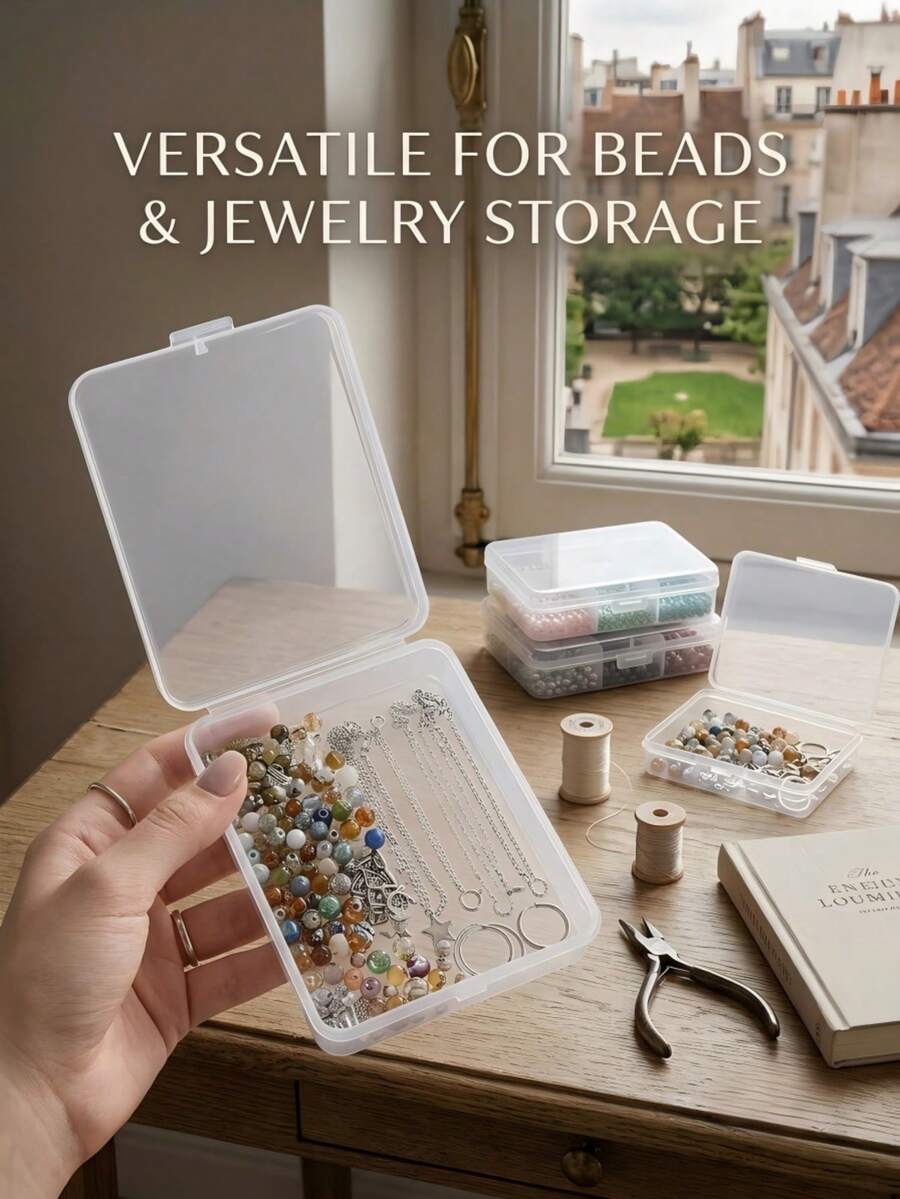 1/4/6pcs Square Transparent Sticker Storage Box, Desktop Organizer, Transparent Plastic Divided Storage Box, Dust-Proof Accessory Storage Box, Sticker And Small Item Sorting Storage Box, Art Supplies Storage - Multicolor - View 1