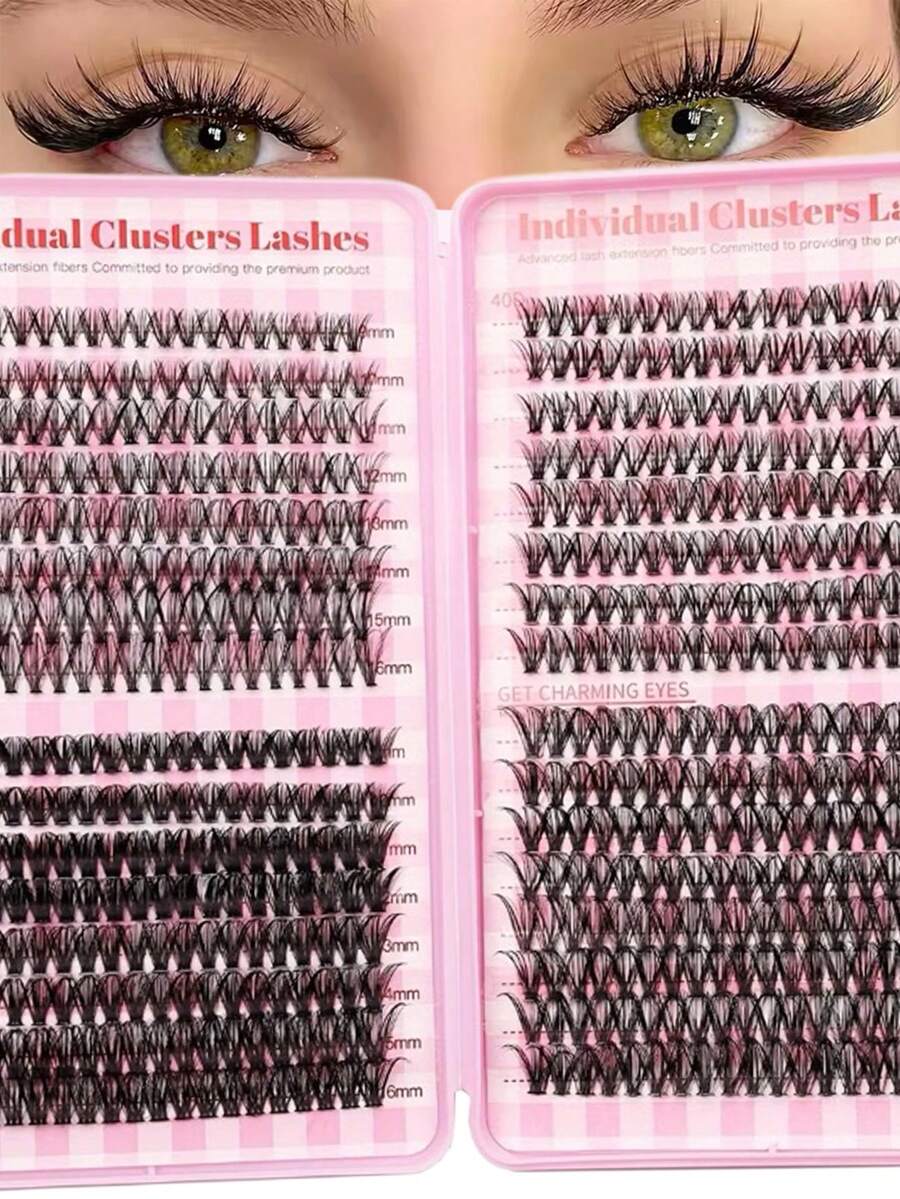 LIMEIKAI 640PCS D Curl Fluffy Individual Lash Clusters 30D40D50D, 9-16mm DIY Lash Clusters Extra Thick&Dramatic Volume&Ultra Soft&Super Light Reusable Individual Segmented False Eyelashes Eyelash Extension Kit For Self Use At Home Halloween&Cosplay&Daily Life