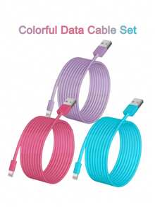 Set Kabel Data Pengisian Cepat Warna-warni Permen, Kabel Pengisian Ekstra Panjang 1m/2m/3 Meter, Kompatibel dengan iPhone 14/13/12/11 Pro Max/Mini/XS Max/XR/XS/X/8/7/6s/SE, Mendukung Pengisian Cepat dan Sinkronisasi Data Kecepatan Tinggi, Hadiah Natal/Hadiah Rumah Tangga - MultiWarna - View 2