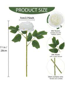80/40pcs White Peony Artificial Flowers, Silk Peony Artificial Flowers With Stems, Realistic, Suitable For Table Centerpiece Decoration, Wedding, Home, Party, Bridal Bouquet Decoration (White) - White - View 3