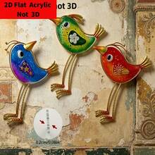 2D Flat Acrylic Printed Garden Decor, 3pcs Fun Acrylic Material Bird Statues, Suitable For Indoor And Outdoor, Colorful Yard Art, Home Gardening Decoration Gift - A - View 4