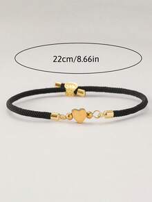 1 buah Gelang Manik-Manik Hati Kustom yang Dipersonalisasi, Gelang Hati Modis dengan Tali yang Dapat Diatur, Aksesori Tangan Kepang Keberuntungan, Tali Katun Warna Emas, Grosir - MultiWarna - View 7